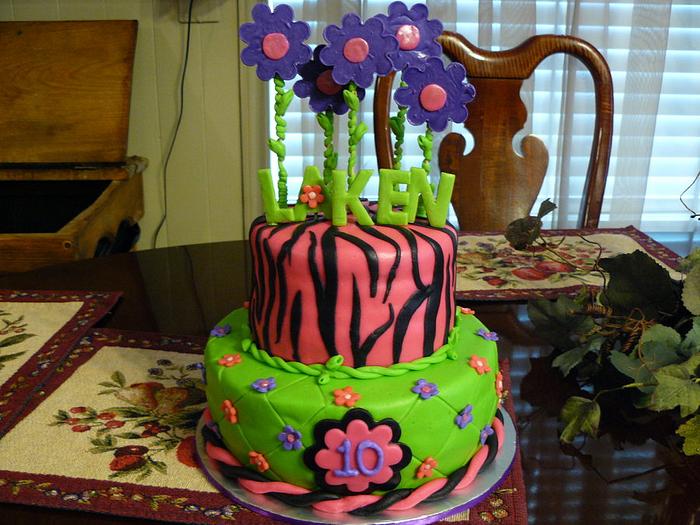 Floral Zebra print cake