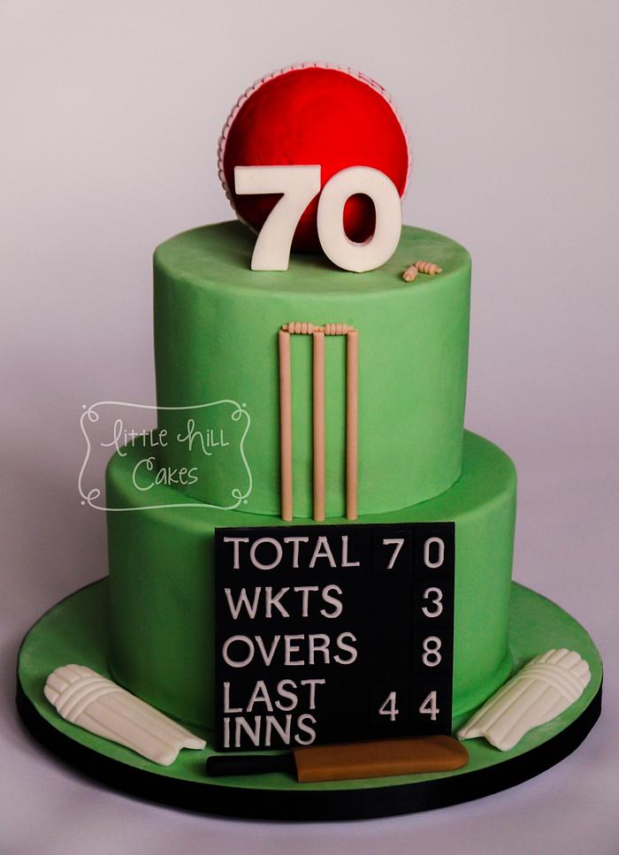 Cricket Themed 70th Birthday Cake