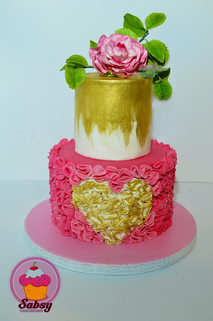 little pink rose cake