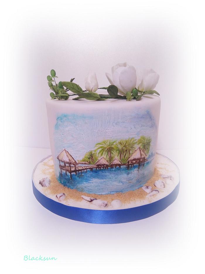 Simple hand painted cake