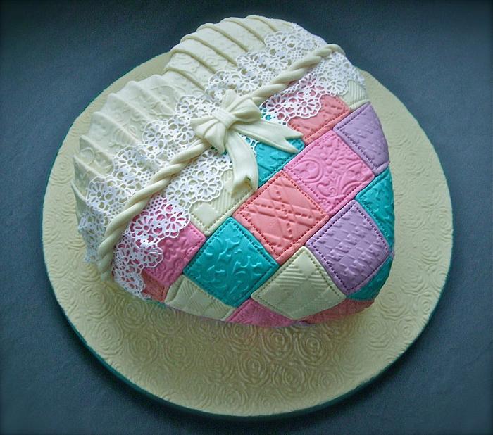 patchwork lace heart cake