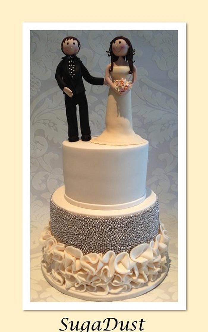 Ivory ruffled Wedding cake
