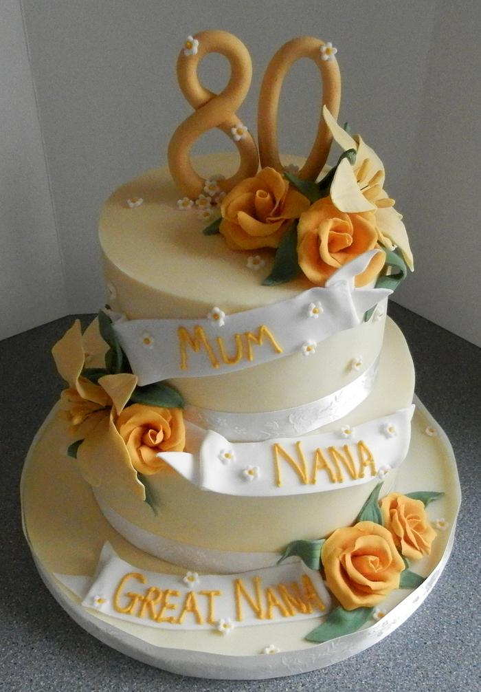 Sugar Cloud Cakes - Cake Designer, Nantwich, Crewe, Cheshire | A Floral  Themed 80th Birthday Cake