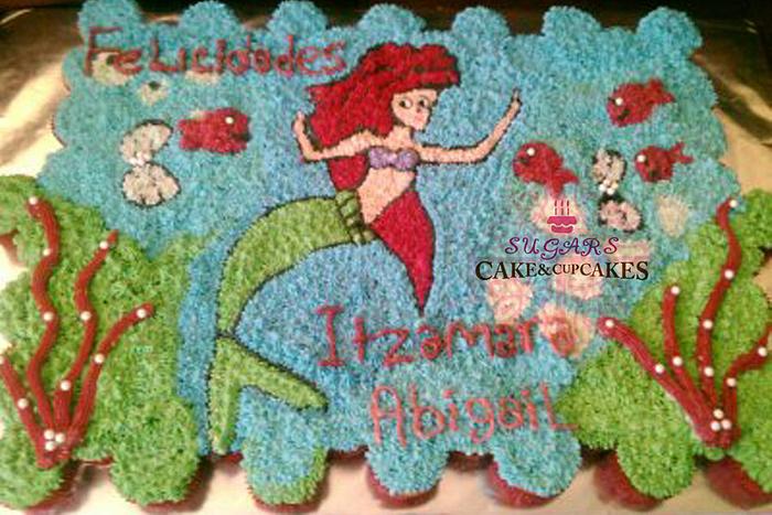 Little Mermaid Cupcake cake (pastel de kekitos)