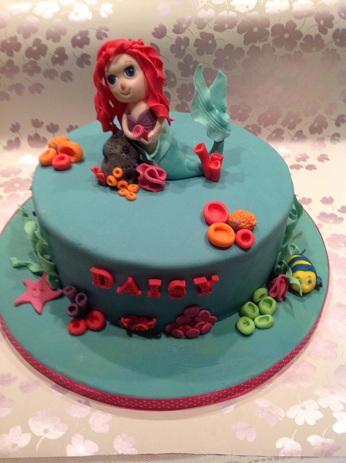 Ariel mermaid under the sea birthday cake