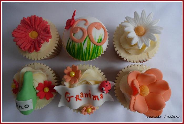 Handpainted 60th Birthday Cupcakes