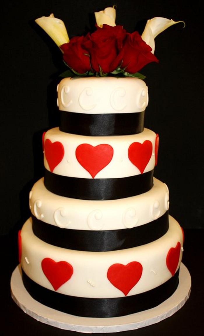 Black and Red wedding cake