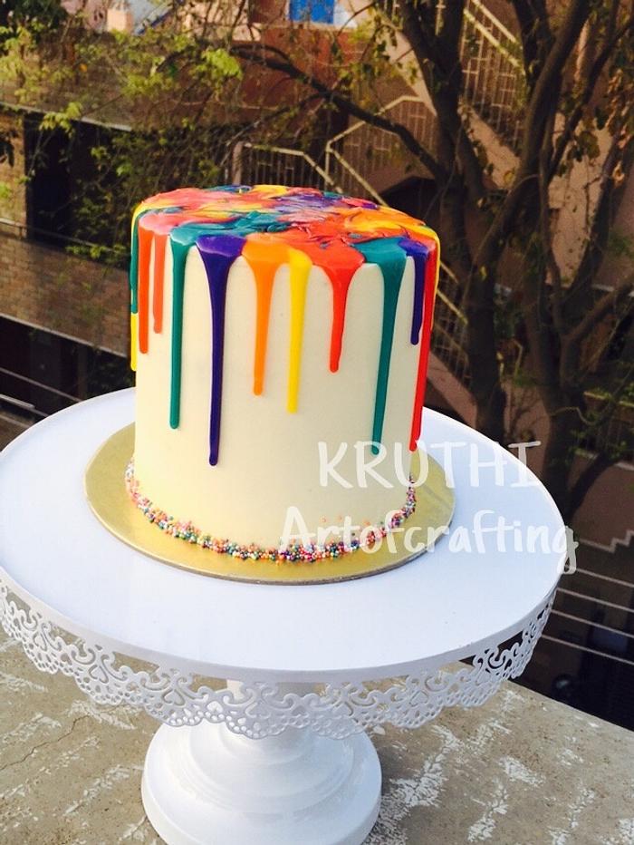 Rainbow drip cake 