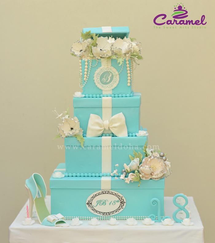 18th Birthday Tiffany Box Cake