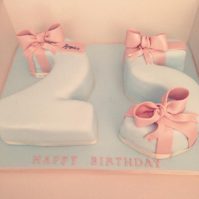 Bow themed numeral cake