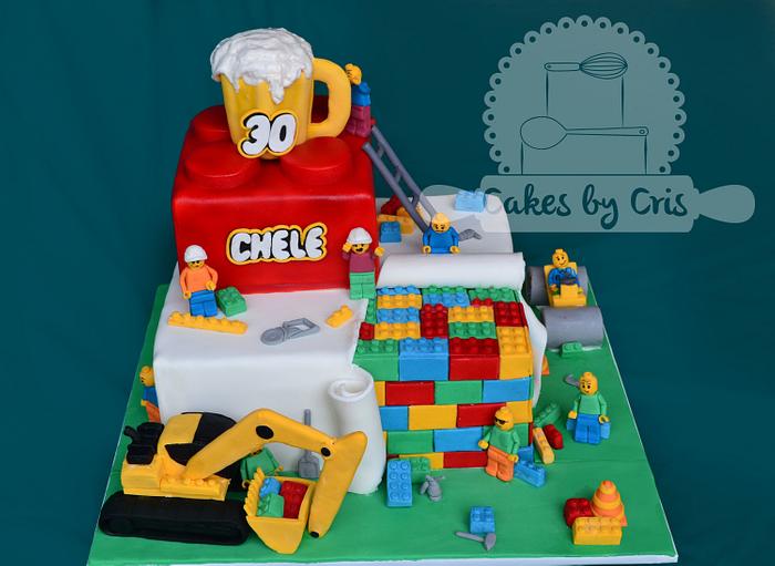 Lego construction cake