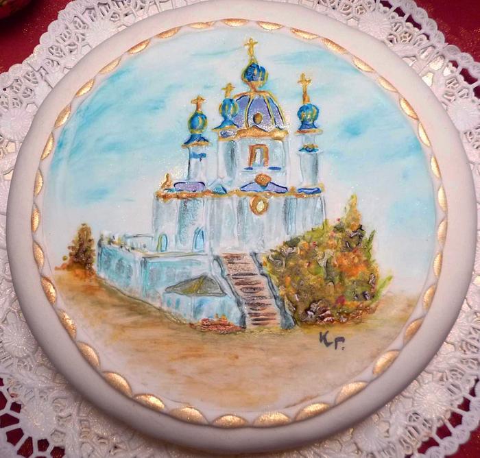 hand painted cake - St. Andrews Church Kiew