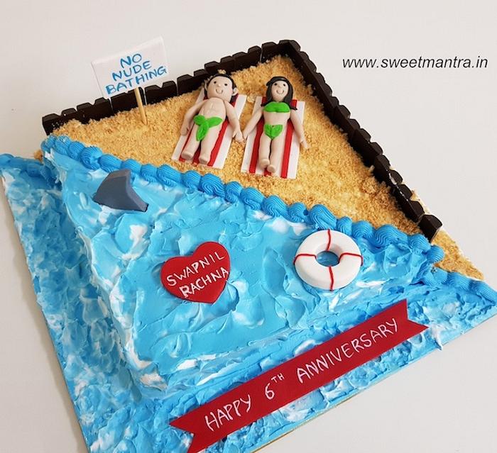 Beach anniversary cake