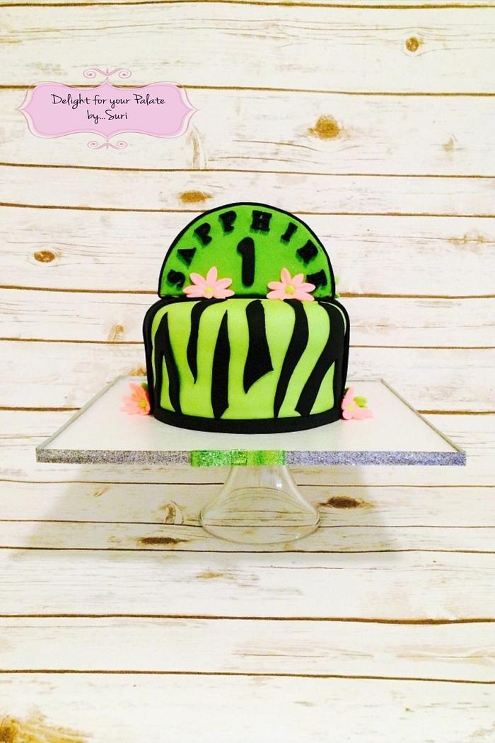 Zebra Neon Print Cake 