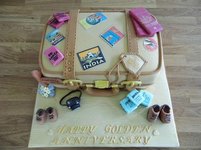 Golden anniversary cake.