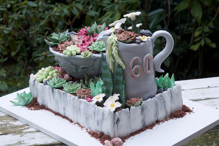 60 Birthday cake Flowers succulent cactus
