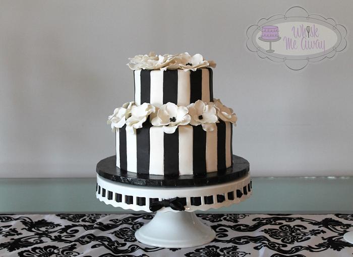 Flower and Striped birthday cake
