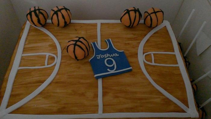 Basketball Court Cake. With Cakepops
