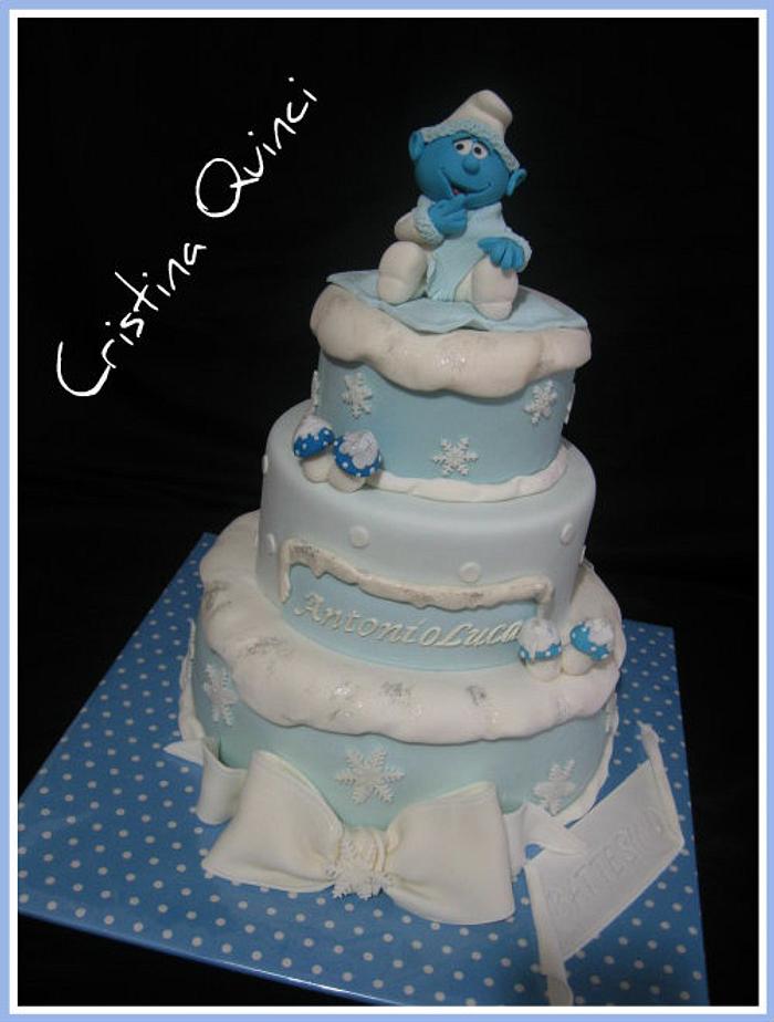 Baby Smurf cake