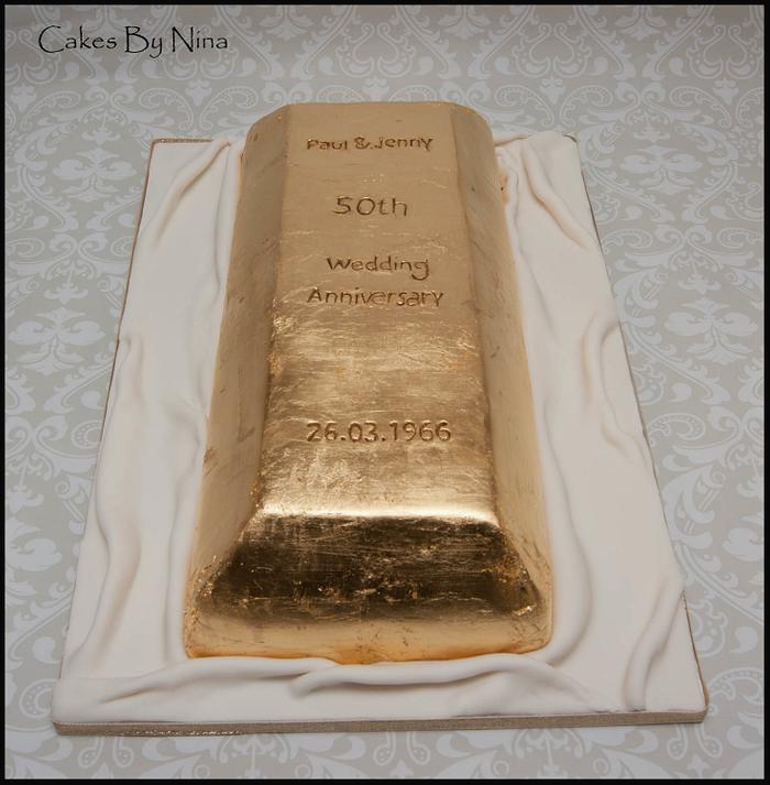 Gold Bar Fruit Cake - Decorated Cake by Cakes by Nina - CakesDecor