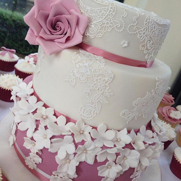 Dusky Pink Wedding Cake