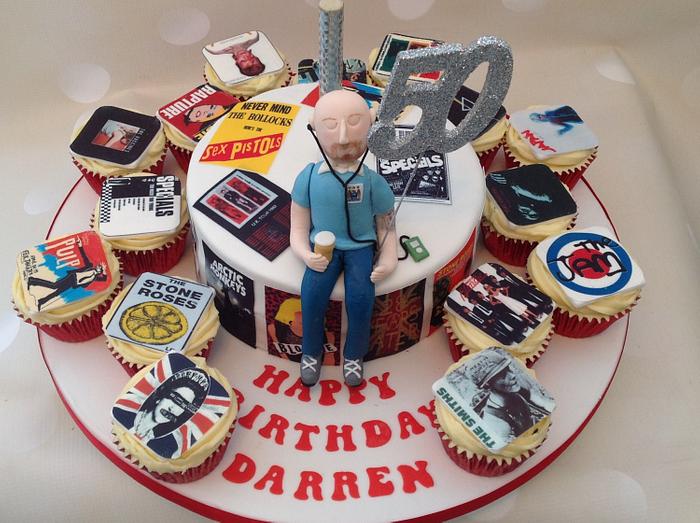 Retro Music Birthday cake for a 50 year old 'rocker'