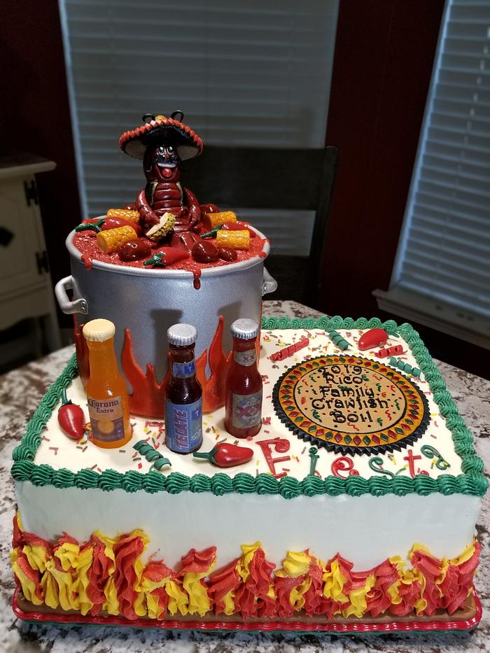Mexican themed crawfish boil cake
