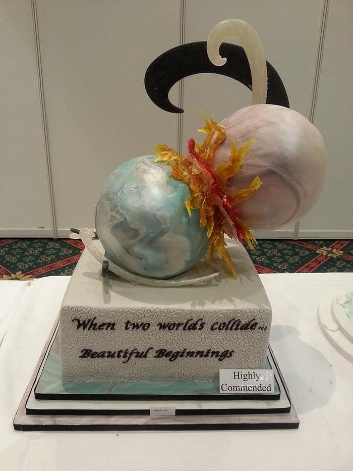 When two worlds collide wedding cake