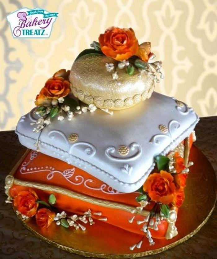 pillow cake with Indian design