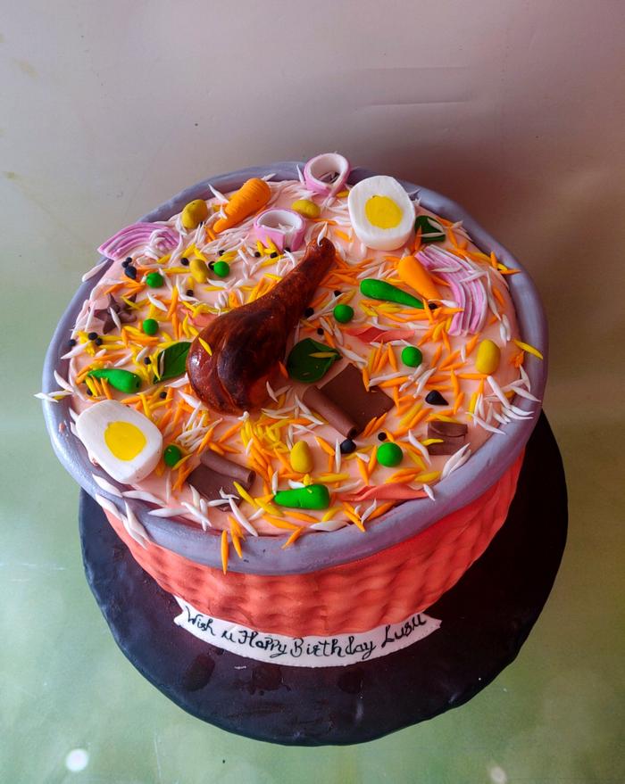 Biryani theme cake