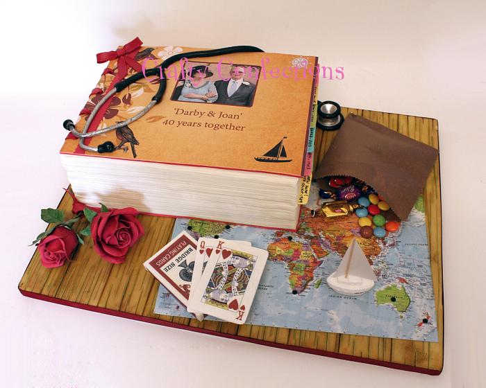 Ruby wedding anniversary scrap book cake