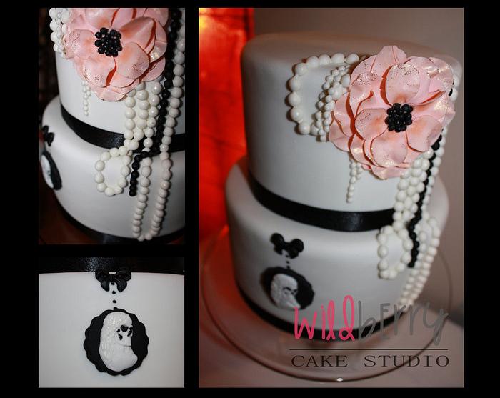 Pretty 21st cake with skull cameo