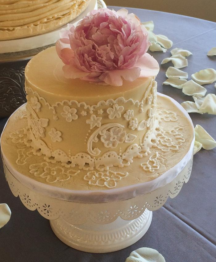 Lace Aplique Wedding Cake