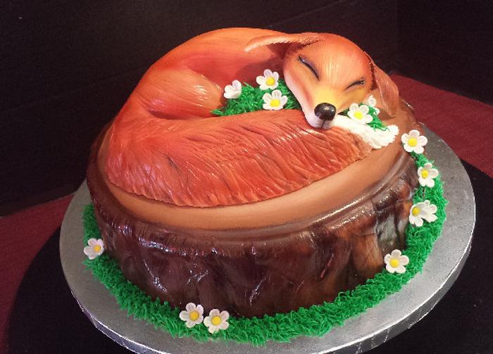 Napping Fox Birthday Cake