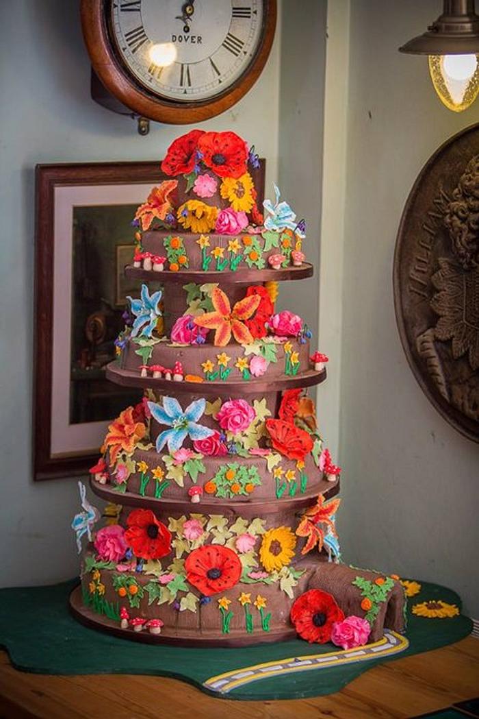 5 tier woodland wedding cake 