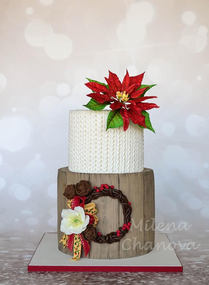 Winter Poinsettia Cake