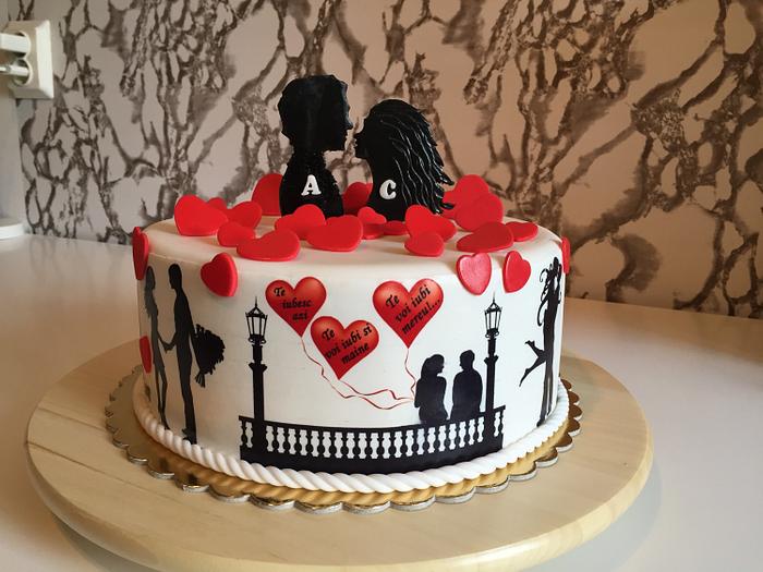 Ring Theme Anniversary Cake-Red cake design-Love cake-Birthday cakes