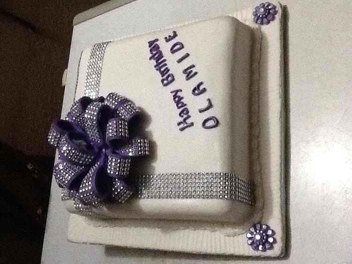 Purple and White Bow Loops Cake