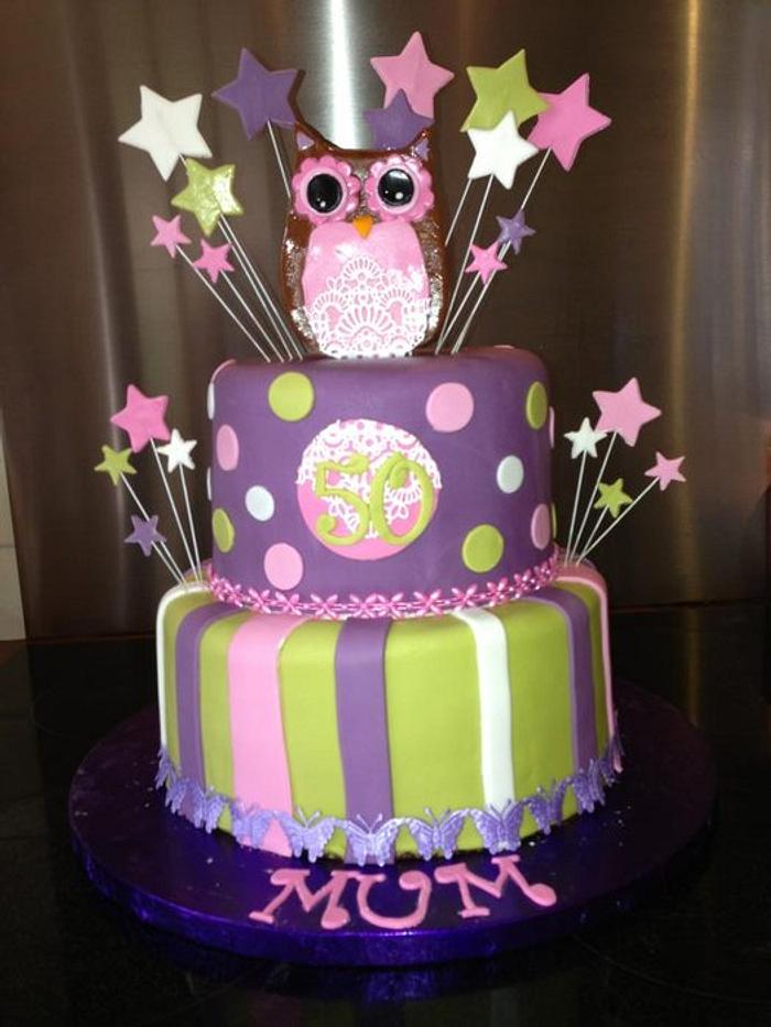 2 tier owl cake 