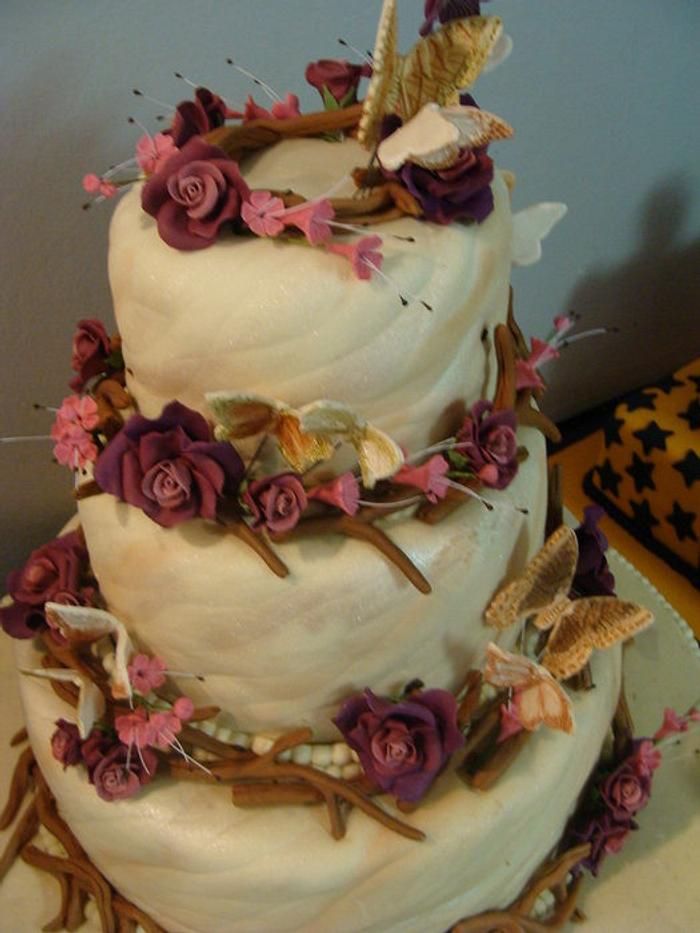 Twigs  and Roses wedding cake