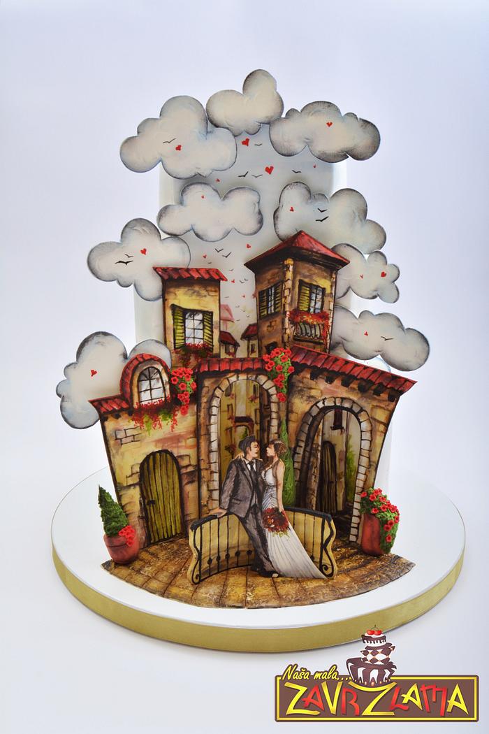 Tuscan Illusion Wedding Cake