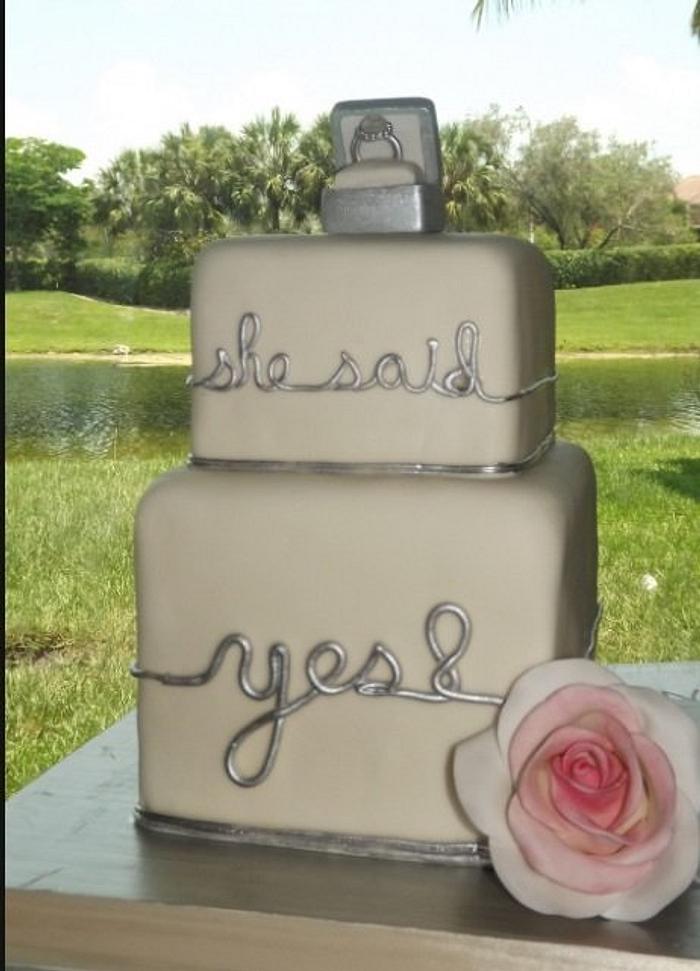 "She said Yes!" Engagement Cake