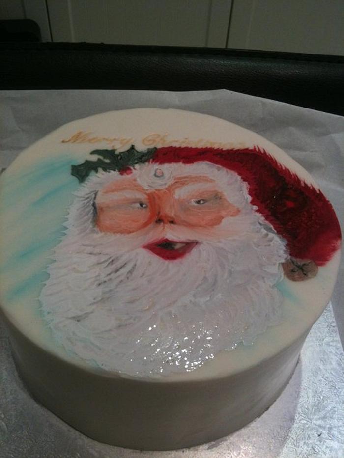 painted santa christmas cake 