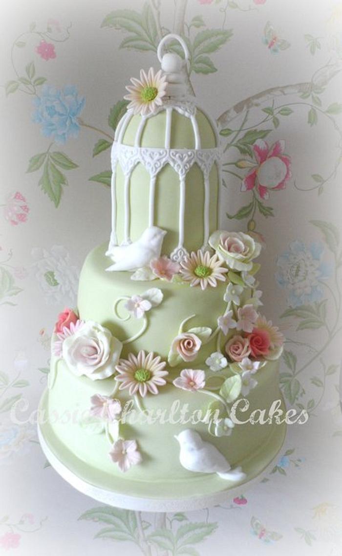 Garden themed Birdcage Wedding Cake