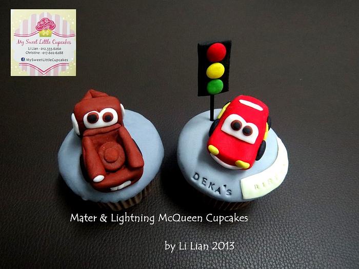 Simple Mater and Lightning McQueen Cupcakes