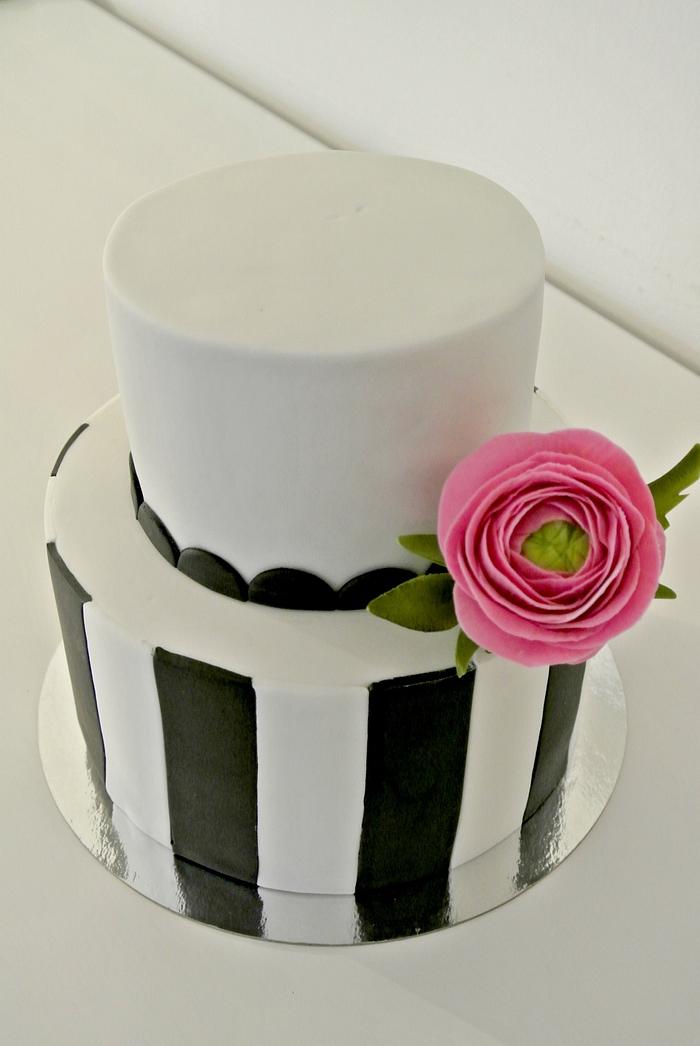 black & white birthday Cake