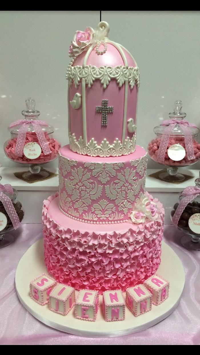 Elegant Birdcage christening cake 