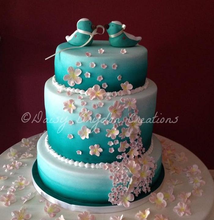 Ombre Wedding Cake - Love Birds