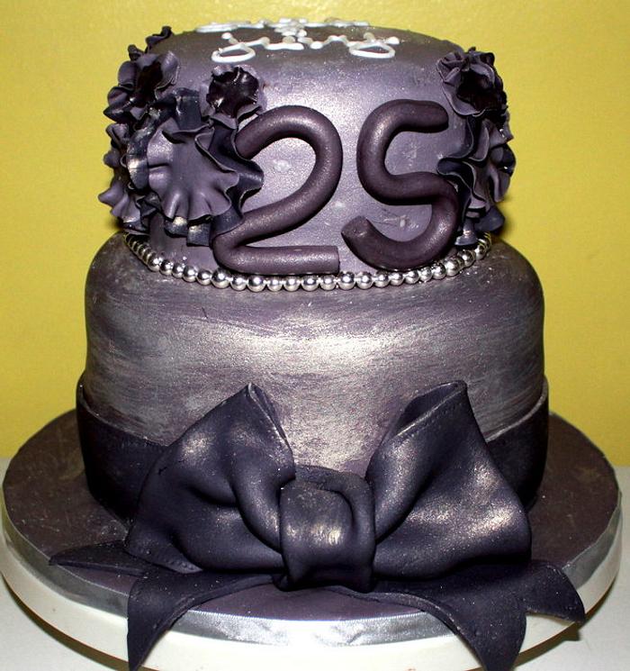 silver wedding anniversary cake