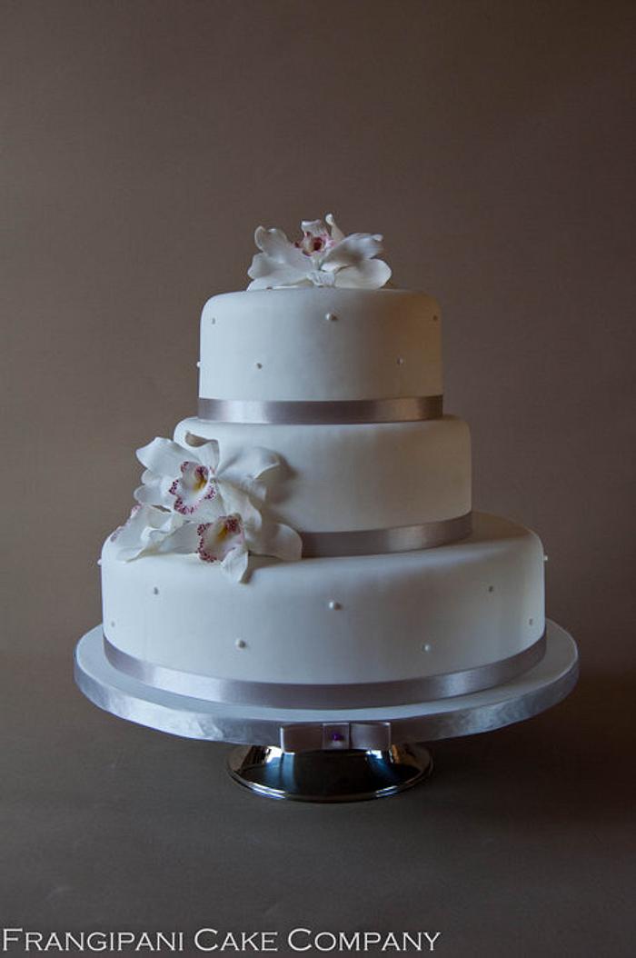 3 tier Orchid Wedding Cake